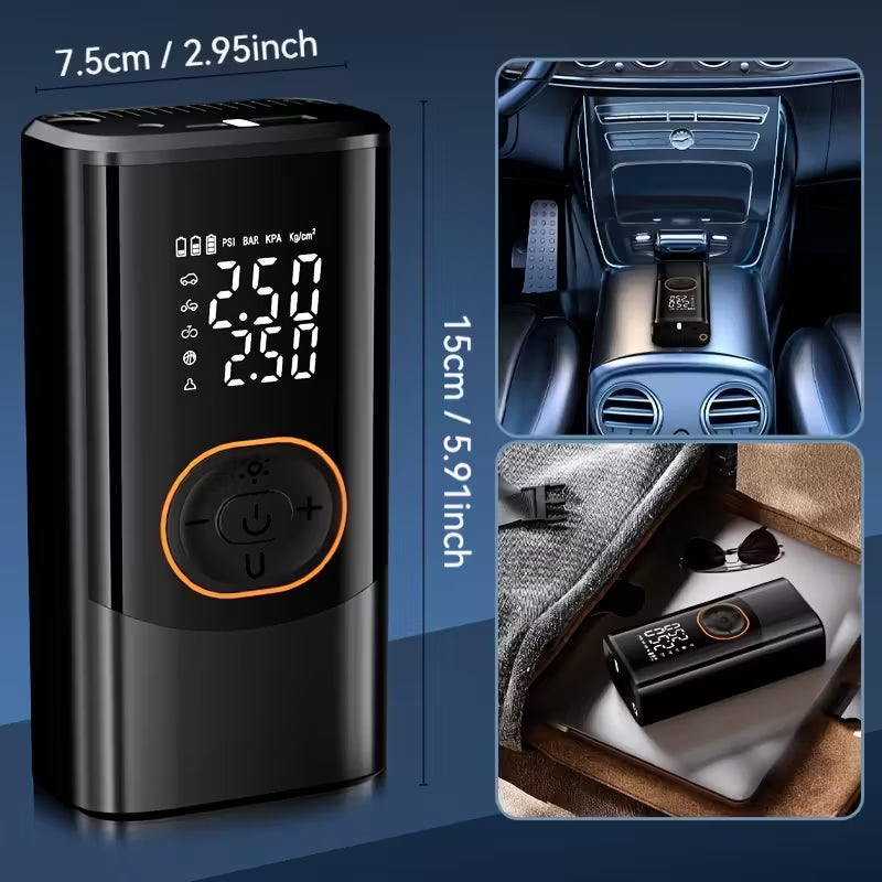 Smart Cordless Tire Inflator – 150PSI Digital Pump with Rechargeable Battery