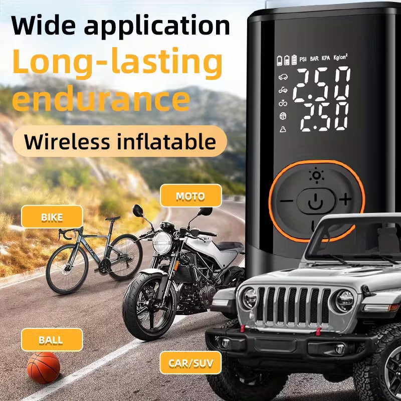 Smart Cordless Tire Inflator – 150PSI Digital Pump with Rechargeable Battery